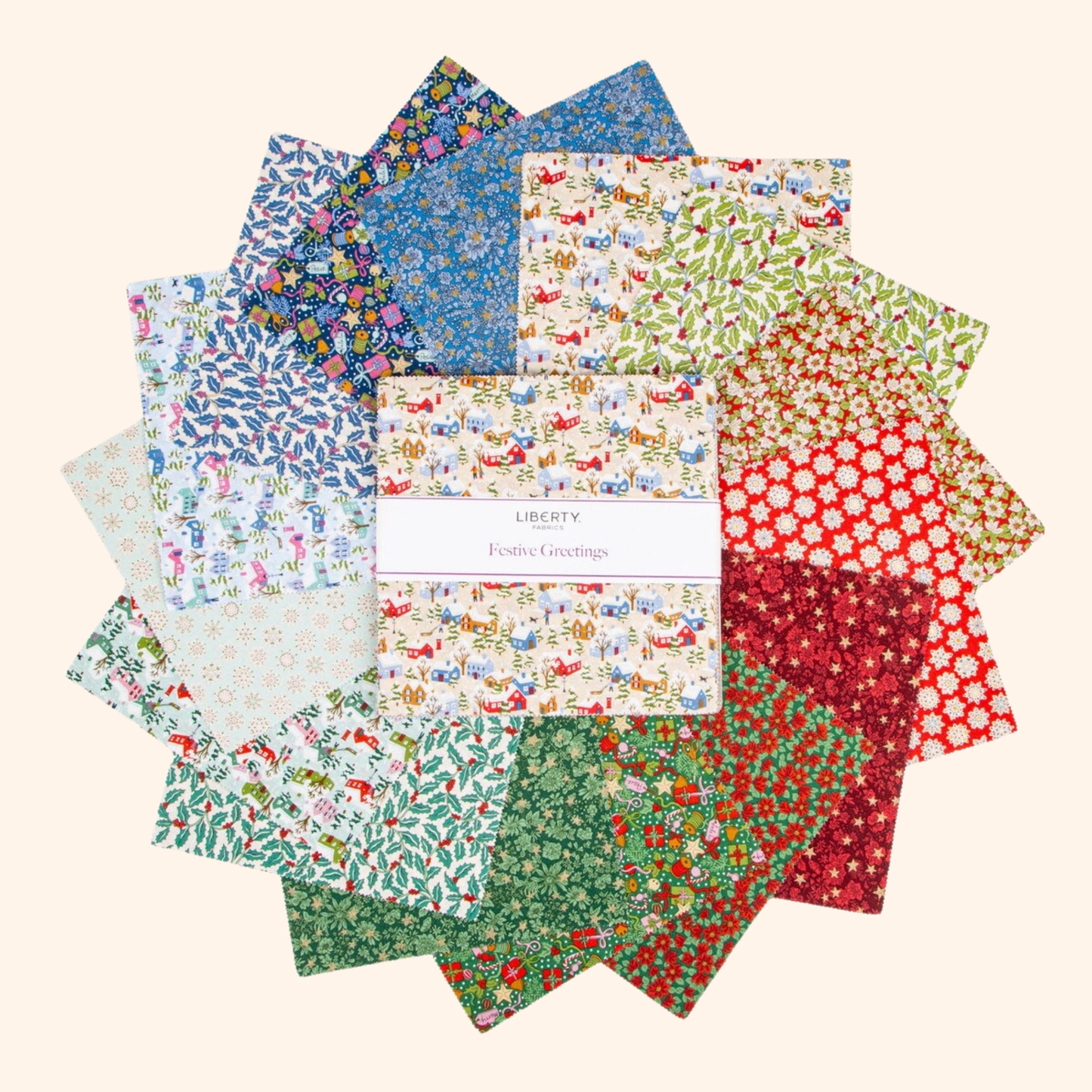 Layer Cake Nine Patch Quilt Kit – Festive Greetings by Liberty Fabrics (Small Throw 54 ½” × 54 ½”)