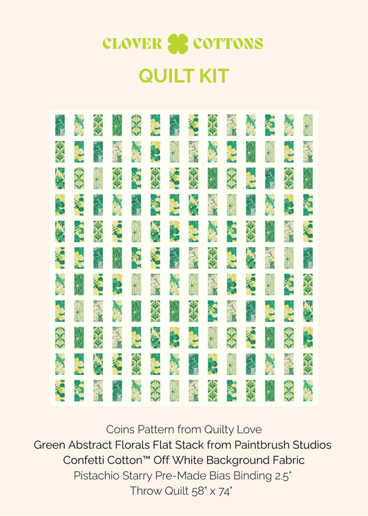 Coins Quilt Kit | Abstract Green Florals