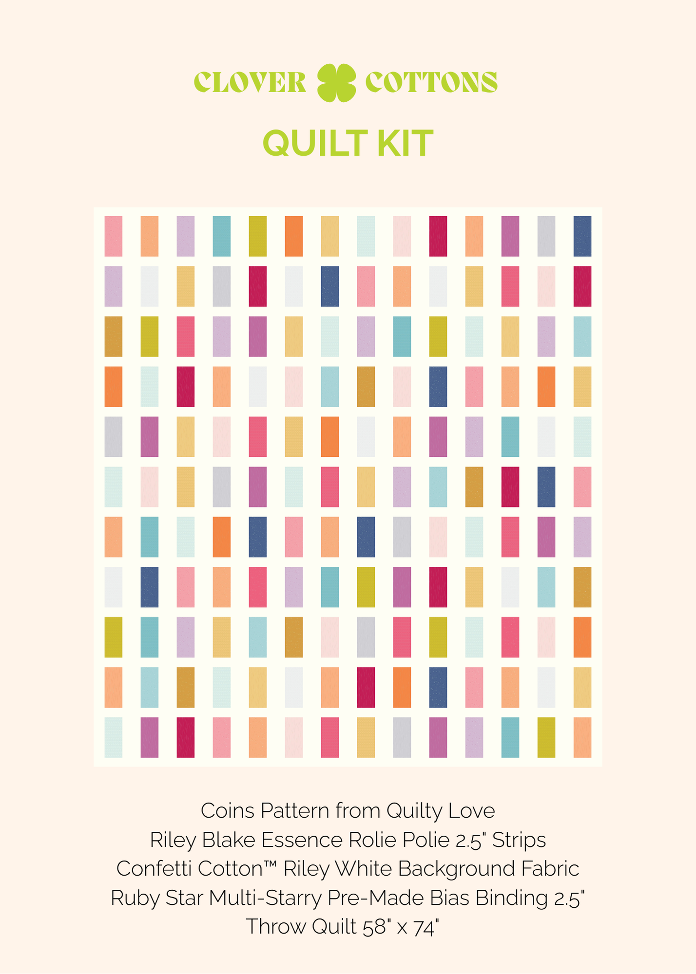 Coins Quilt Kit – Essence - Throw Size 58" × 74"