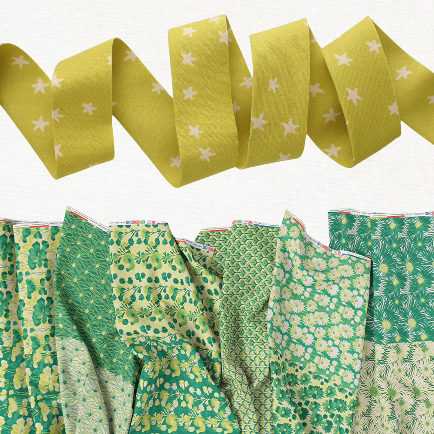 Coins Quilt Kit – Abstract Green Florals - Throw Size 58" × 74"