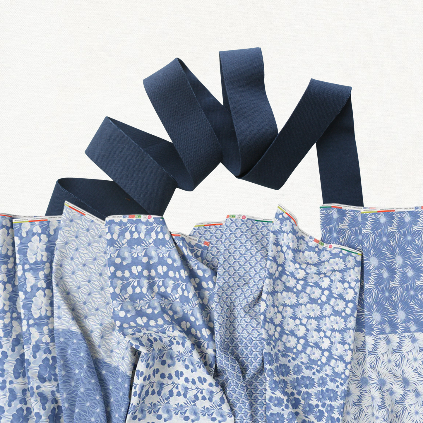 Coins Quilt Kit – Abstract Blue Florals - Throw Size 58" × 74"