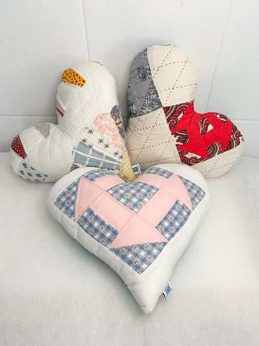 Vintage Quilt Heart Pillow - Assorted Quilts