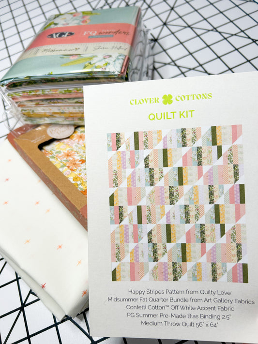 Happy Stripes Quilt Kit – Midsummer (Medium Throw 56” × 64”)