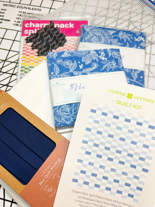 Charm Pack Split Quilt Kit – Penelope by Riley Blake Designs (Small Throw 54 ½” × 52 ½”)