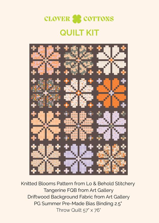 Knitted Blooms Quilt Kit | Tangerine