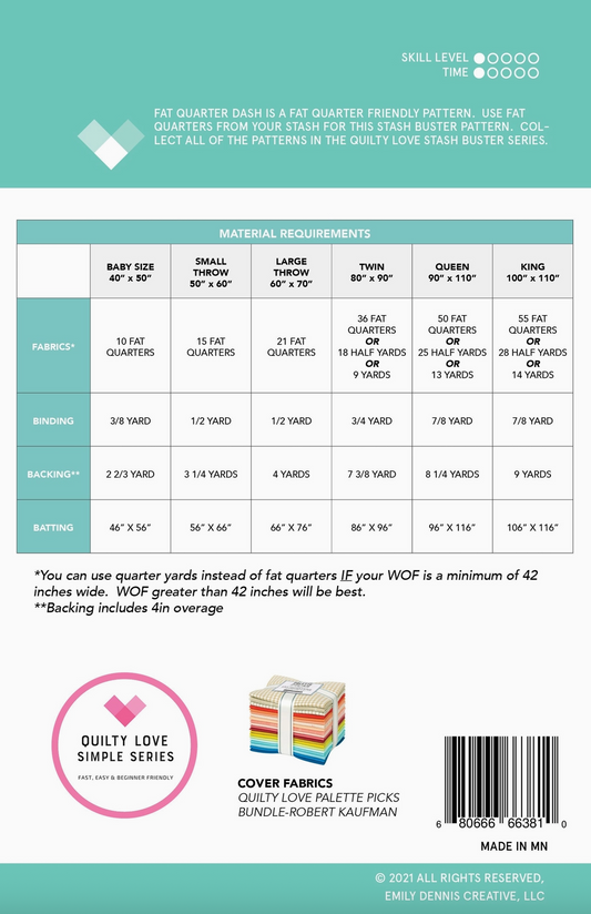 Fat Quarter Dash Paper Quilt Pattern