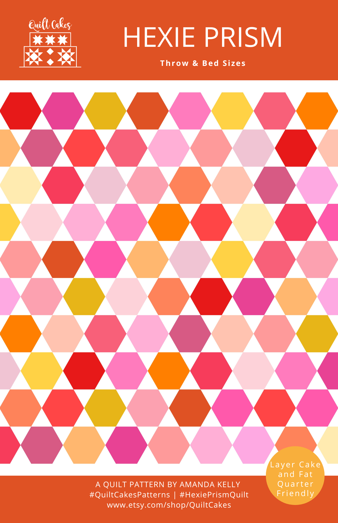 Hexie Prism Quilt Pattern Printed