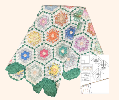 Quilt Jacket Kit - Grandmother's Flower Garden 1945 Hand-Stitched - PRE ORDER