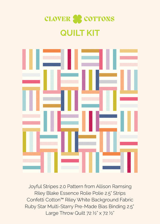 Joyful Stripes 2.0 Quilt Kit – Essence - Large Throw 72 ½” × 72 ½”
