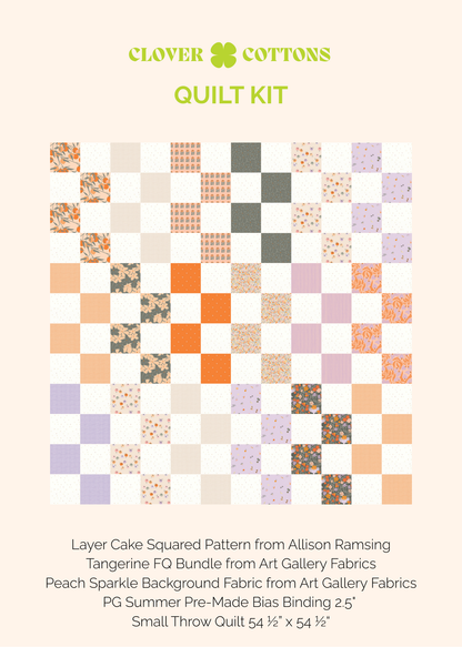Layer Cake Squared Quilt Kit – Tangerine by AGF Studio - Small Throw 54 ½” × 54 ½”