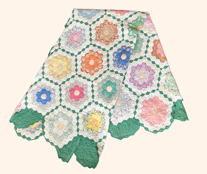 Made-to-Order Quilt Jacket - Grandmother's Flower Garden 1945 Hand-Stitched