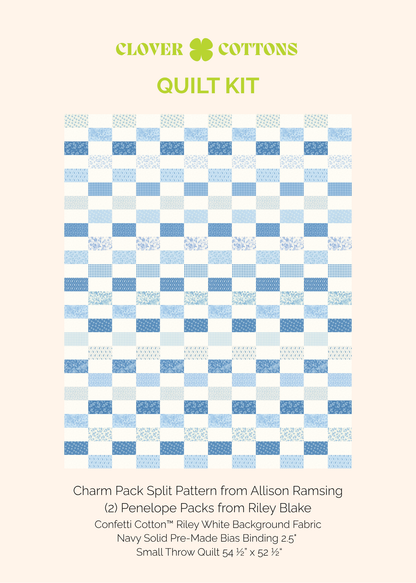 Charm Pack Split Quilt Kit – Penelope by Riley Blake Designs (Small Throw 54 ½” × 52 ½”)
