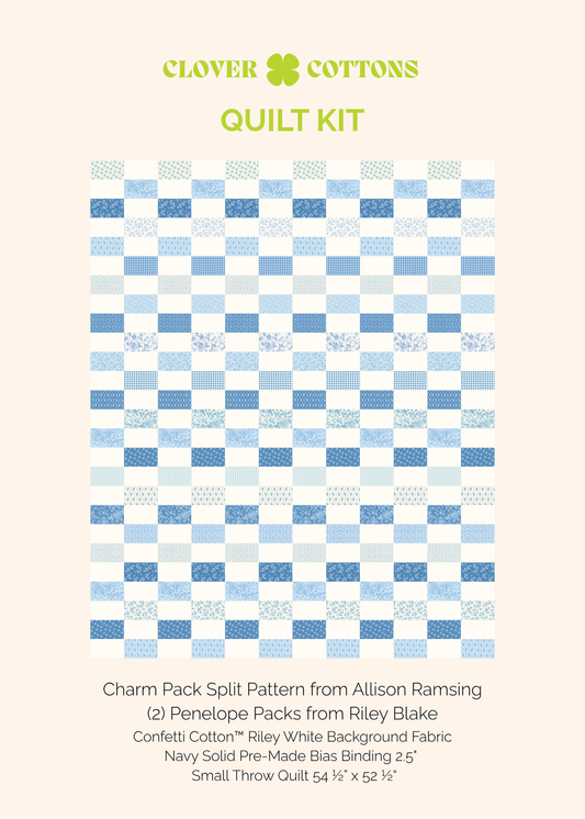 Charm Pack Split Quilt Kit – Penelope by Riley Blake Designs (Small Throw 54 ½” × 52 ½”)
