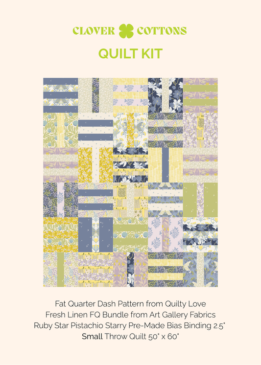 Fat Quarter Dash Quilt Kit – Small Throw 50" × 60" - Fresh Linen