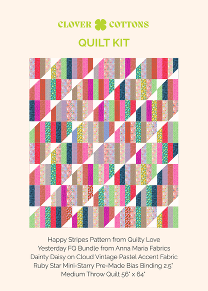 Happy Stripes Quilt Kit – Yesterday (56" x 64")