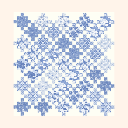 Celtic Crossing Quilt Kit | Abstract Blue Florals