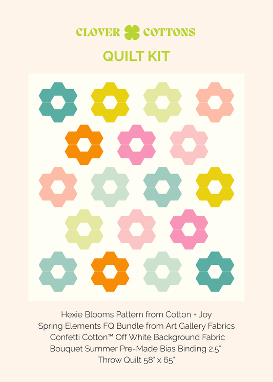 Hexie Blooms Quilt Kit – Spring Elements (58" x 65")