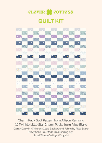 Charm Pack Split Quilt Kit – Twinkle Little Star by Riley Blake Designs (Small Throw 54 ½” × 52 ½”)