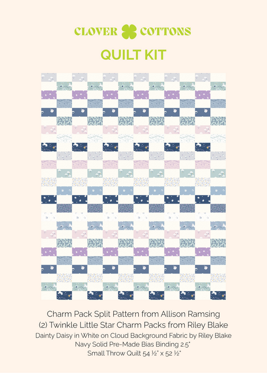 Charm Pack Split Quilt Kit – Twinkle Little Star by Riley Blake Designs (Small Throw 54 ½” × 52 ½”)