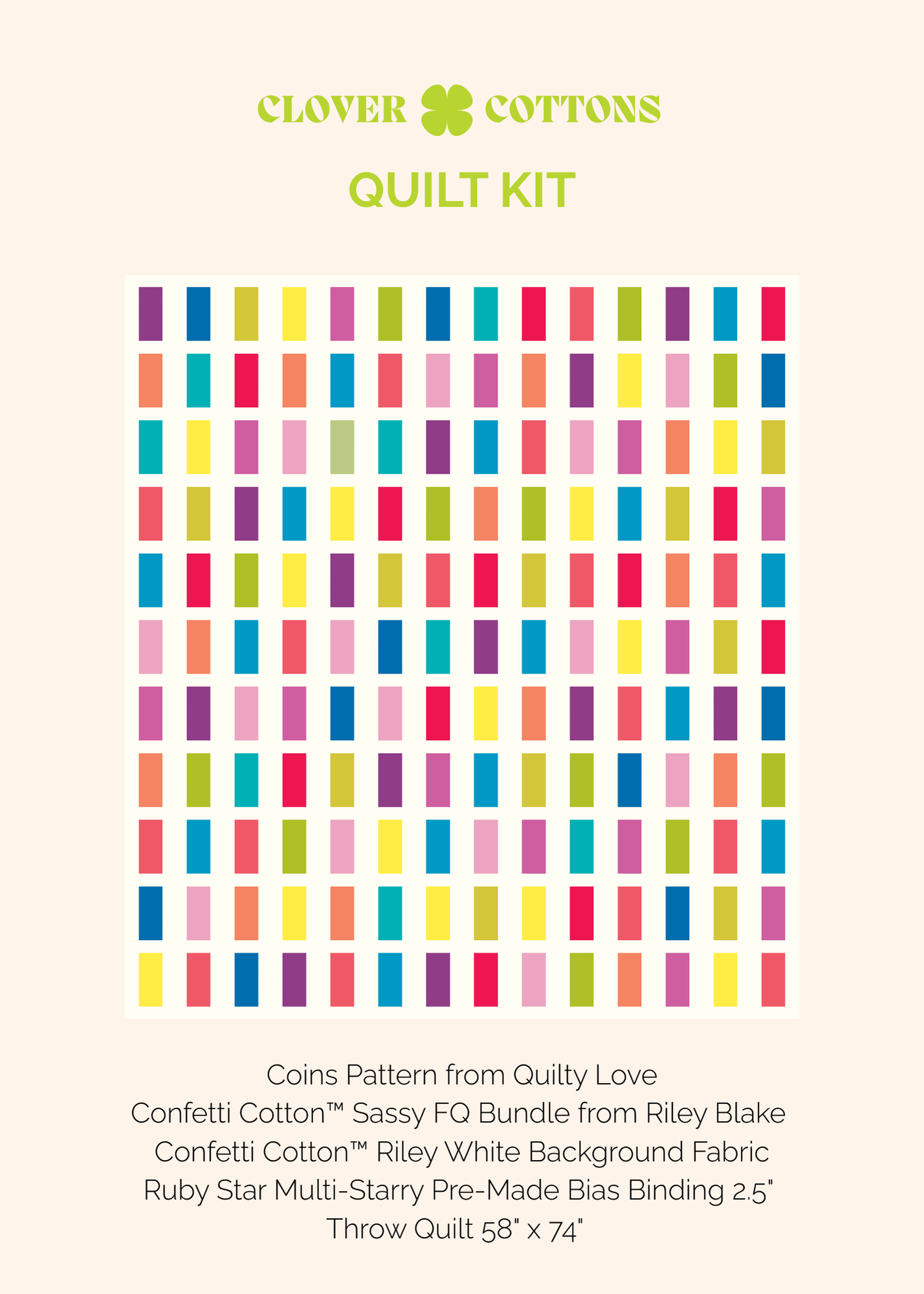 Coins Quilt Kit – Sassy - Throw Size 58" × 74"