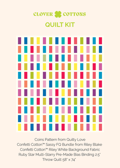 Coins Quilt Kit – Sassy - Throw Size 58" × 74"