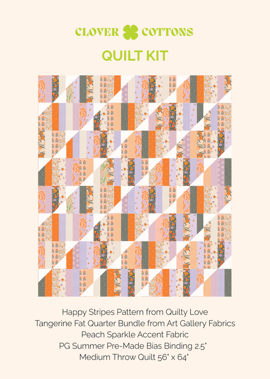 Happy Stripes Quilt Kit – Tangerine (56" x 64")