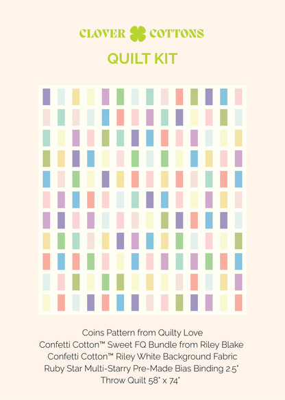 Coins Quilt Kit – Sweet - Throw Size 58" × 74"