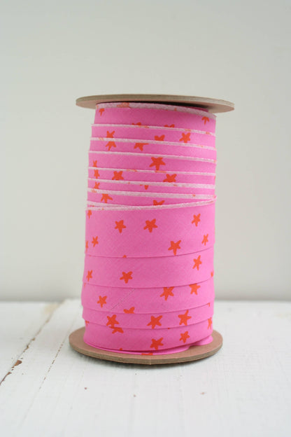 2.5" Bias Quilt Binding, Starry Vivid Pink
