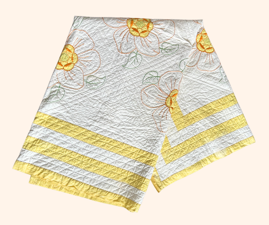 Made-to-Order Quilt Jacket - Hand-Embroidered Yellow 1937 Vintage