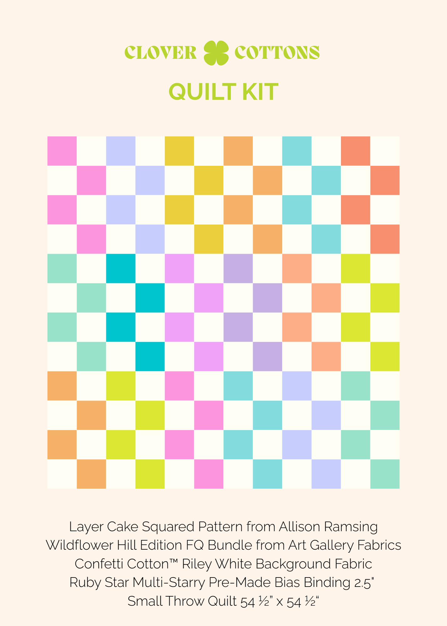 Layer Cake Squared Quilt Kit – Wildflower Hill Edition - Small Throw 54 ½” × 54 ½”