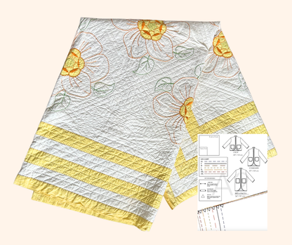 Quilt Jacket Kit - Hand-Embroidered Yellow 1937 Vintage - PRE ORDER