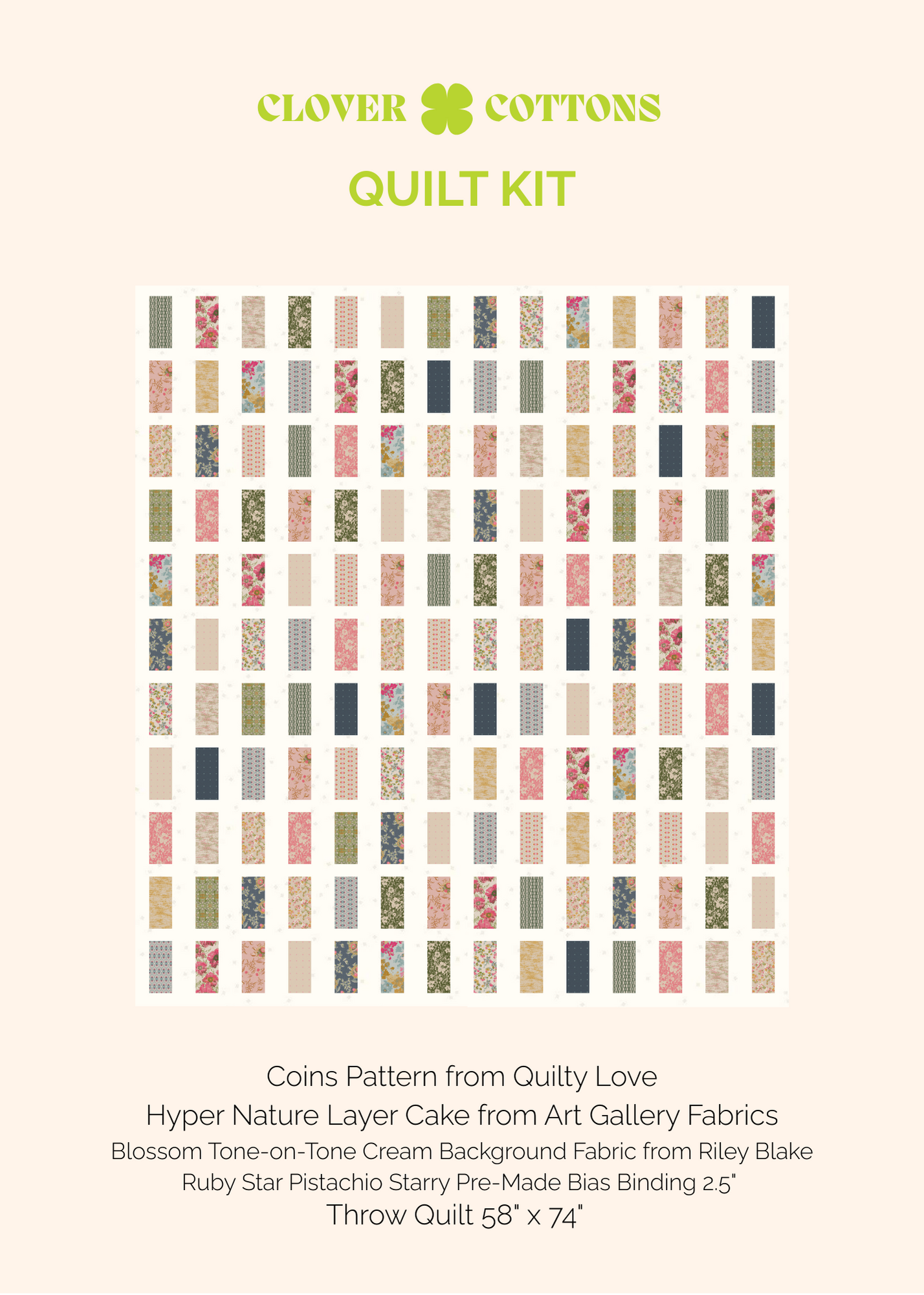 Coins Quilt Kit – Hyper Nature - Throw Size 58" × 74"