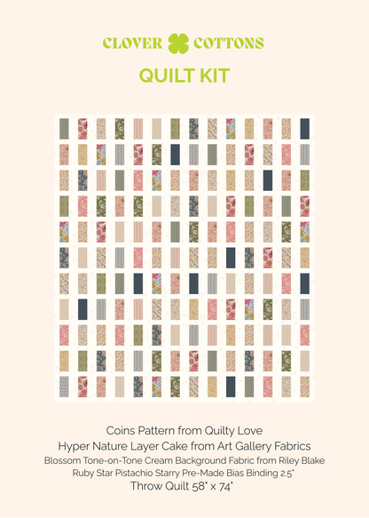 Coins Quilt Kit – Hyper Nature - Throw Size 58" × 74"