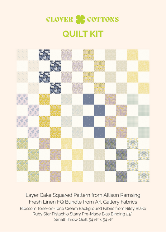 Layer Cake Squared Quilt Kit – Fresh Linen - Small Throw 54 ½” × 54 ½”