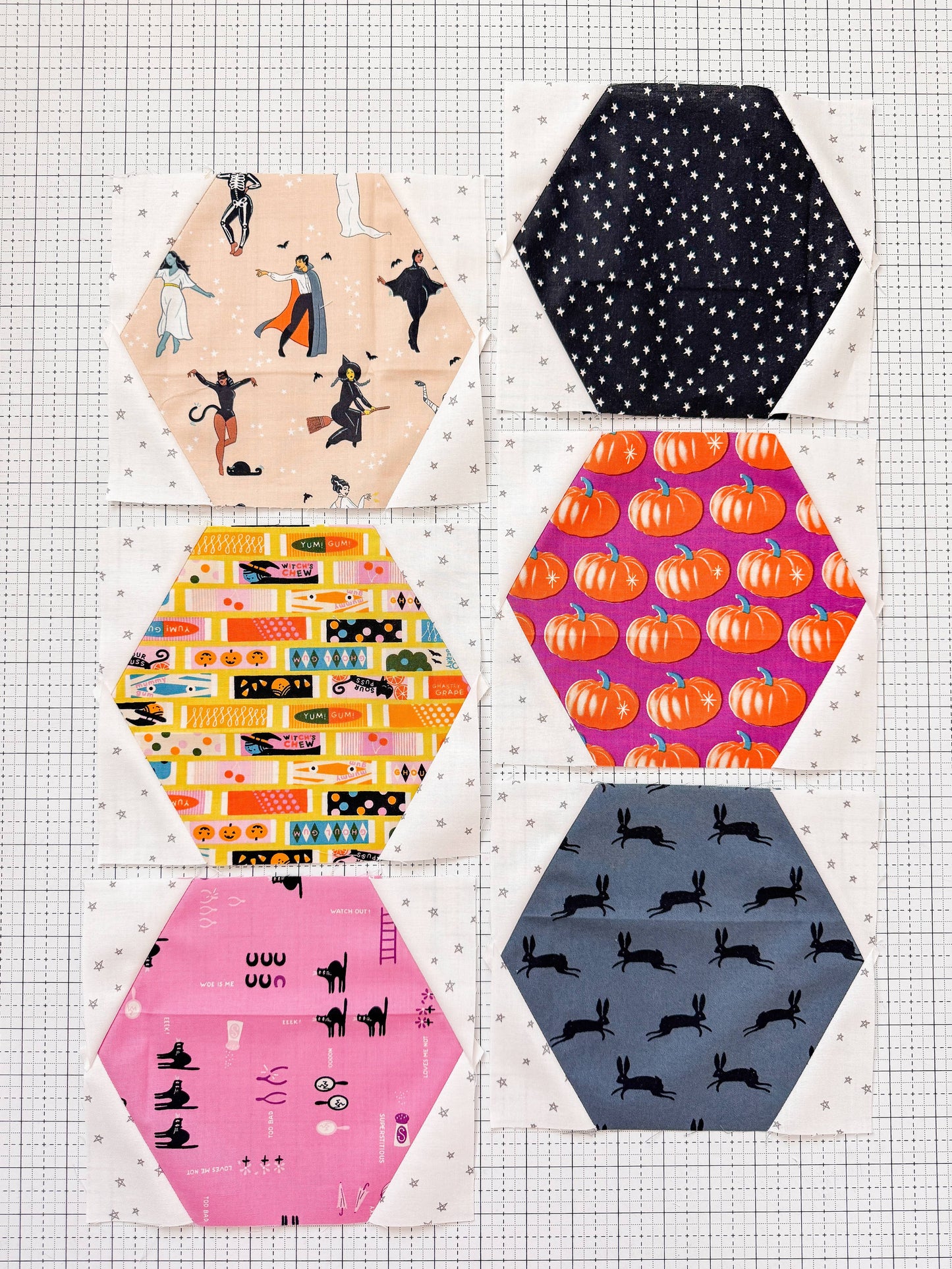 Hexie Prism Quilt Pattern Printed