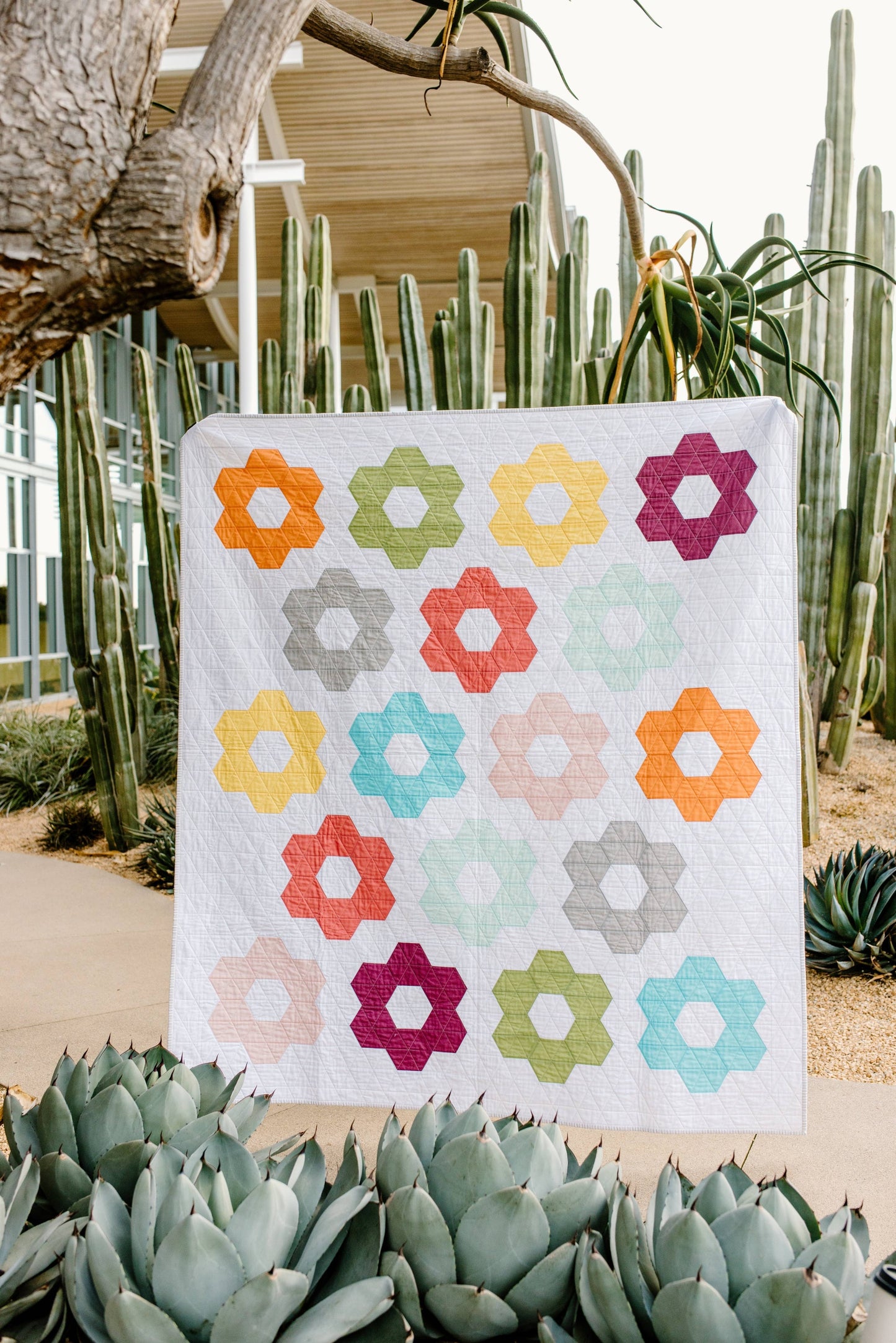 Hexie Blooms Quilt Pattern