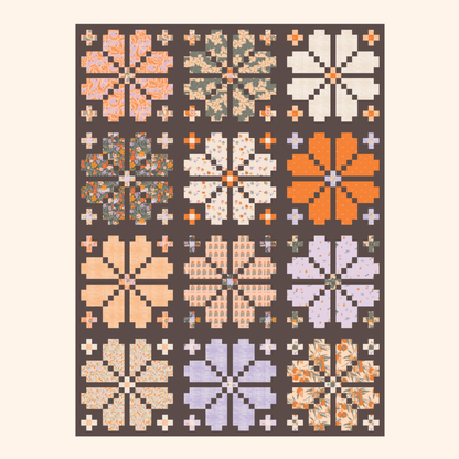 Knitted Blooms Quilt Kit | Tangerine
