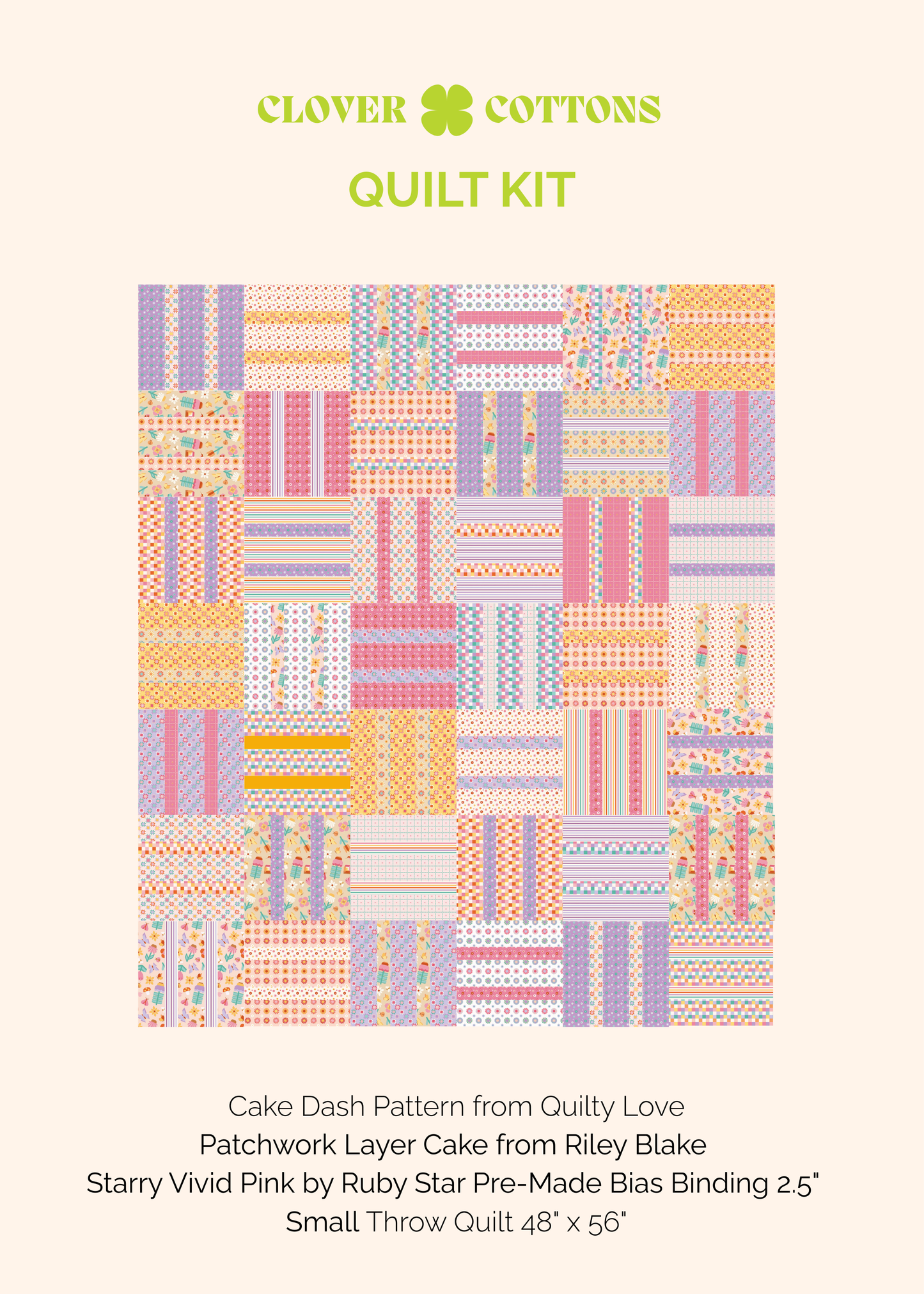 Cake Dash Quilt Kit – Patchwork by Riley Blake Designs (Small Throw 48" × 56")