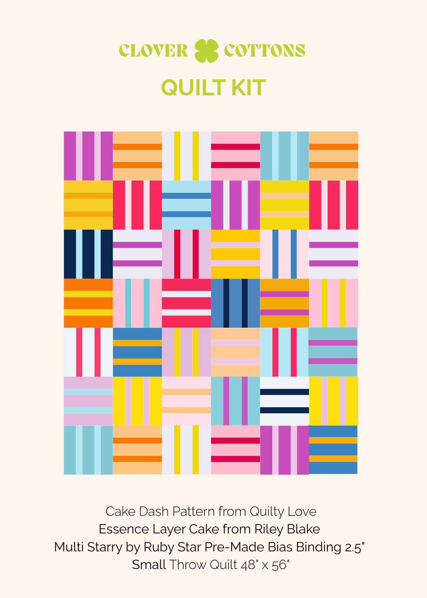 Cake Dash Quilt Kit – Essence by Riley Blake Designs (Small Throw 48" × 56")