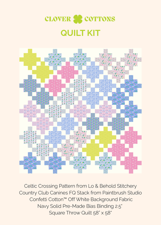 Celtic Crossing Quilt Kit – Country Club Canines (58" x 58")