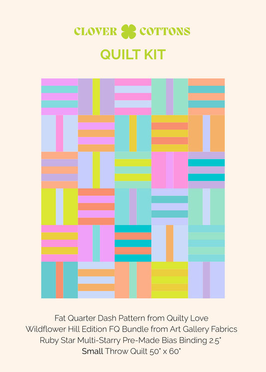 Fat Quarter Dash Quilt Kit – Wildflower Hill Edition (Small Throw 50" × 60")