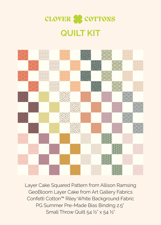 Layer Cake Squared Quilt Kit – GeoBloom - Small Throw 54 ½” × 54 ½”