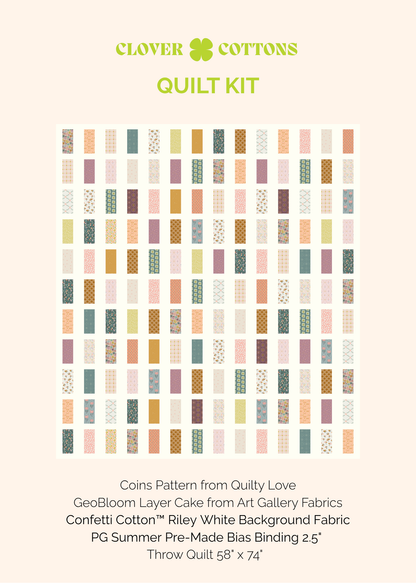 Coins Quilt Kit – GeoBloom - Throw Size 58" × 74"