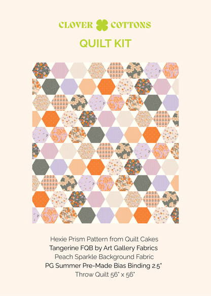 Hexie Prism Quilt Kit – Tangerine