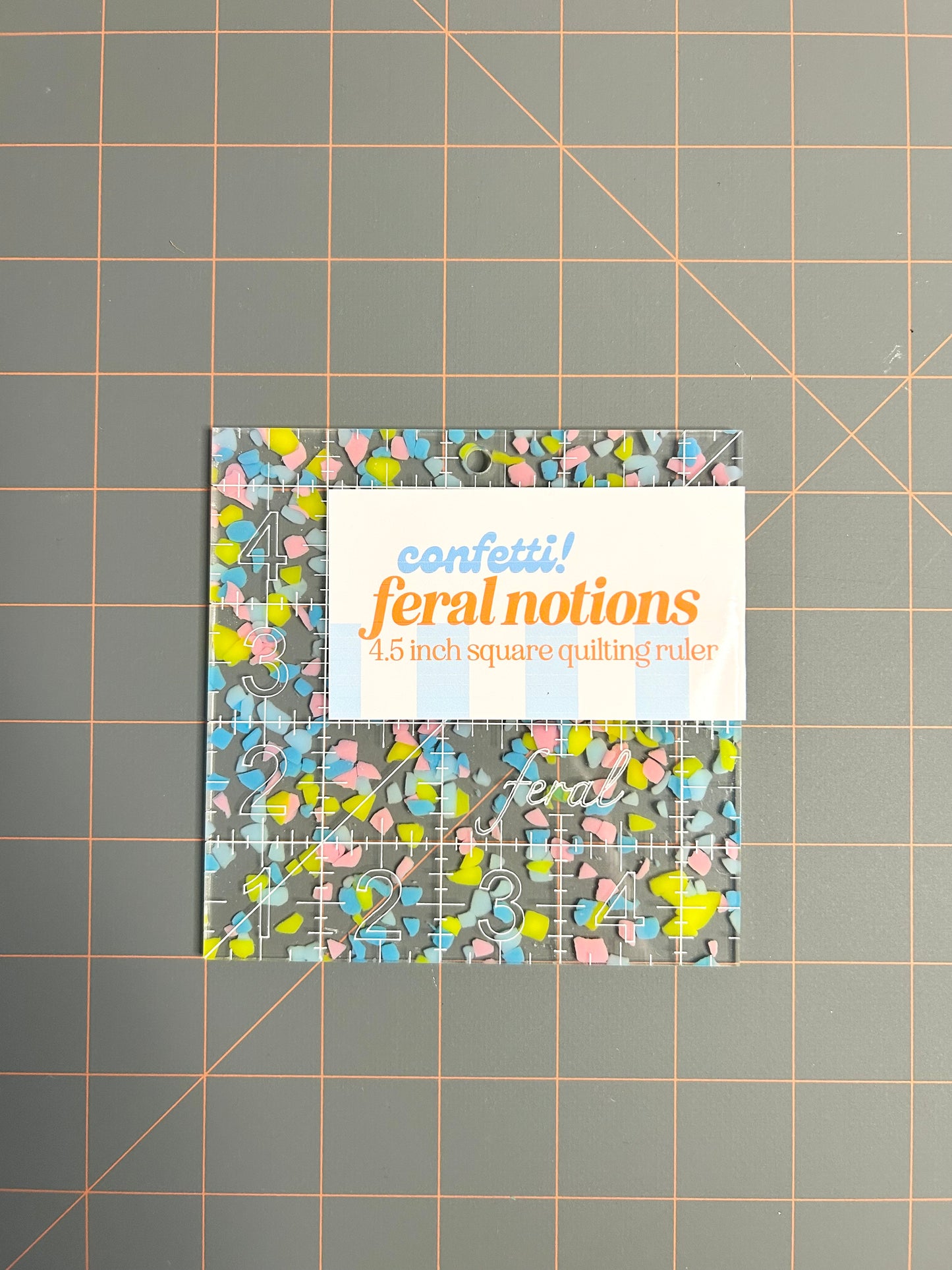 4.5 inch Square Quilting Ruler - Confetti