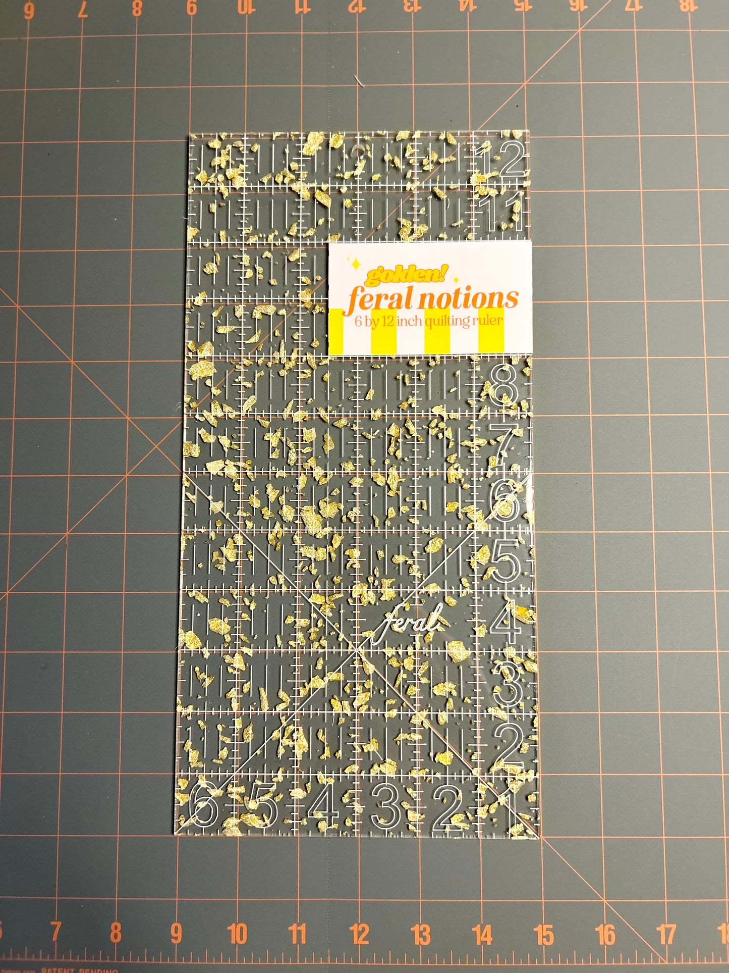 6 X 12 inch Quilting Ruler - Golden