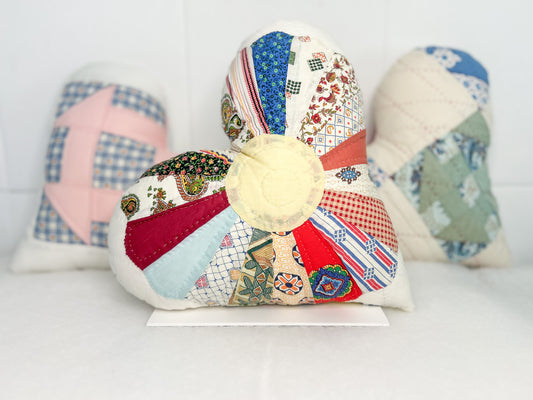 Vintage Quilt Heart Pillow - Assorted Quilts