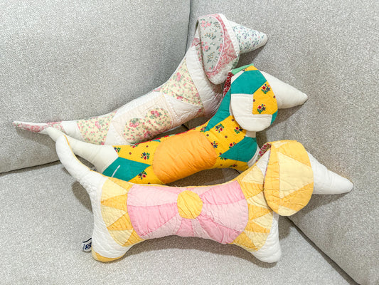 Vintage Quilt Stuffed Dog Pillow - Assorted Quilts