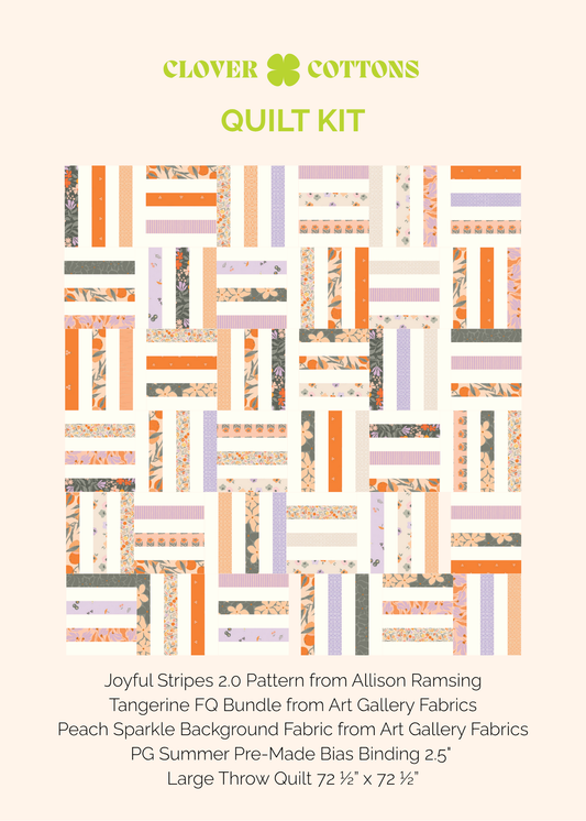 Joyful Stripes 2.0 Quilt Kit – Tangerine - Large Throw 72 ½” × 72 ½”