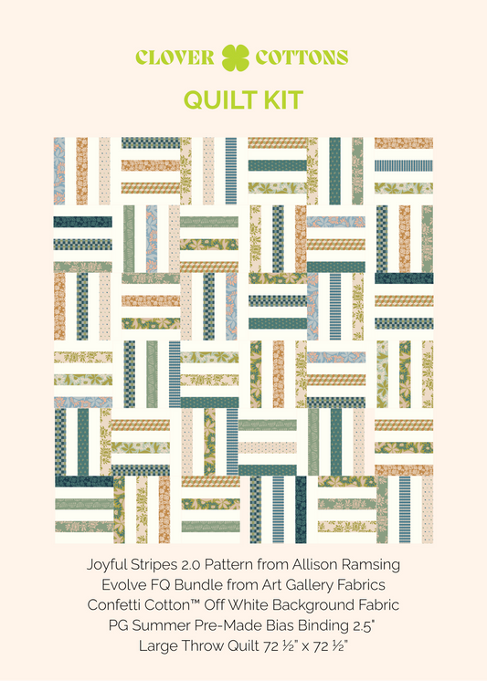 Joyful Stripes 2.0 Quilt Kit – Evolve - Large Throw 72 ½” × 72 ½”